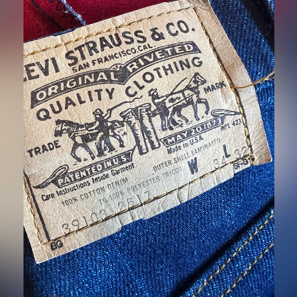 #78 Vintage 1970’s Orange Tab Levi’s Red Flannel Lining Selvedge Dark Wash 517 - Picture 6 of 12